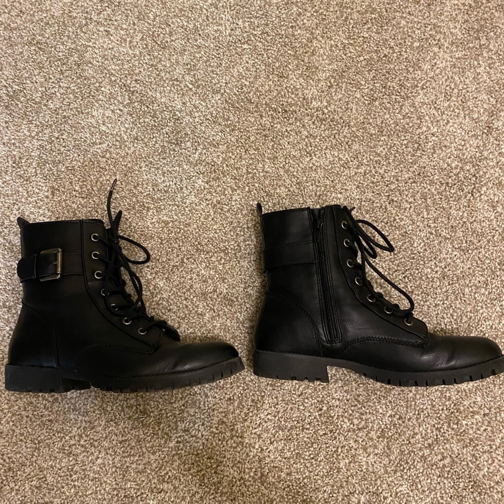 Black combat boots